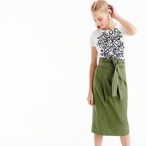 J.crew paper-bag skirt green in cotton high waist